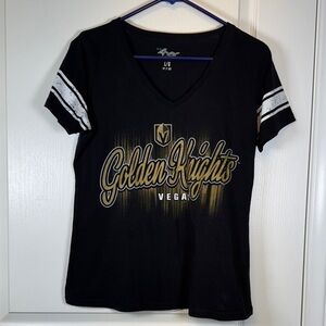 4Her Carl Banks VGK Vegas Golden Knights Black VNeck Hockey Shirt Size Large EUC